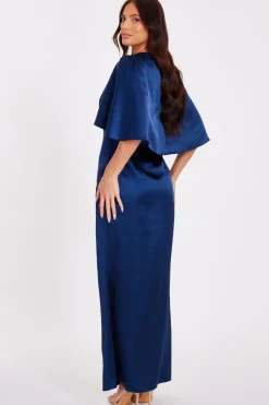 Quiz Navy Satin Maxi Dress Sale