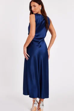 Quiz Satin Ruched Midaxi Dress Navy Best