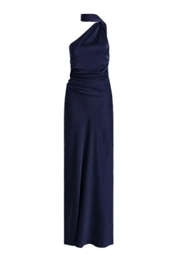 Quiz Satin Wrap Neck Maxi Dress Navy Best