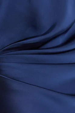 Quiz Satin Wrap Neck Maxi Dress Navy Best