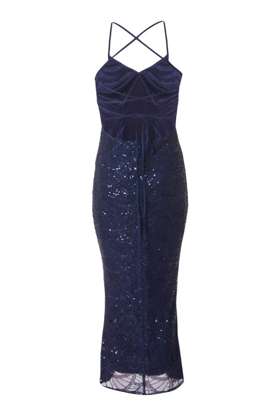 Quiz Navy Sequin Fishtail Maxi Dress Outlet