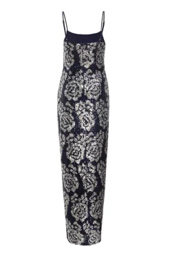 Quiz Navy Sequin Floral Maxi Dress Hot