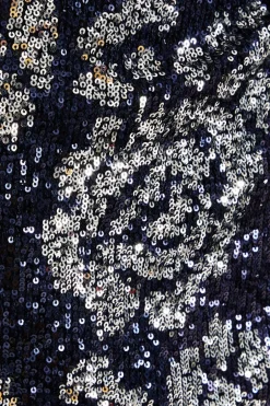 Quiz Navy Sequin Floral Maxi Dress Hot