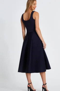 Quiz Navy Square Neckline Skater Dress Hot