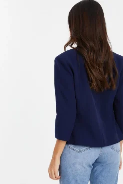 Quiz Tailored Cropped Blazer Navy Clearance