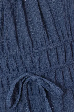 Quiz Navy Textured Puff Sleeve Jumpsuit Online