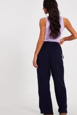 Quiz Tie Waist Palazzo Trousers Navy