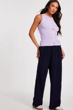 Quiz Tie Waist Palazzo Trousers Navy
