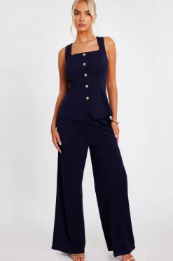 Quiz Wide Leg Trousers Navy