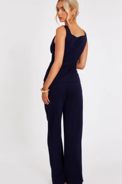 Quiz Wide Leg Trousers Navy