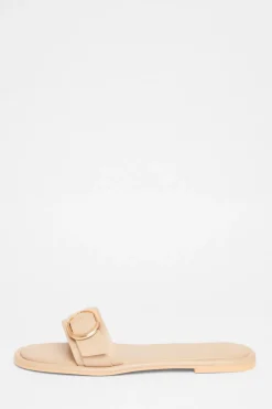 Quiz Buckle Flat Sandals Nude Hot