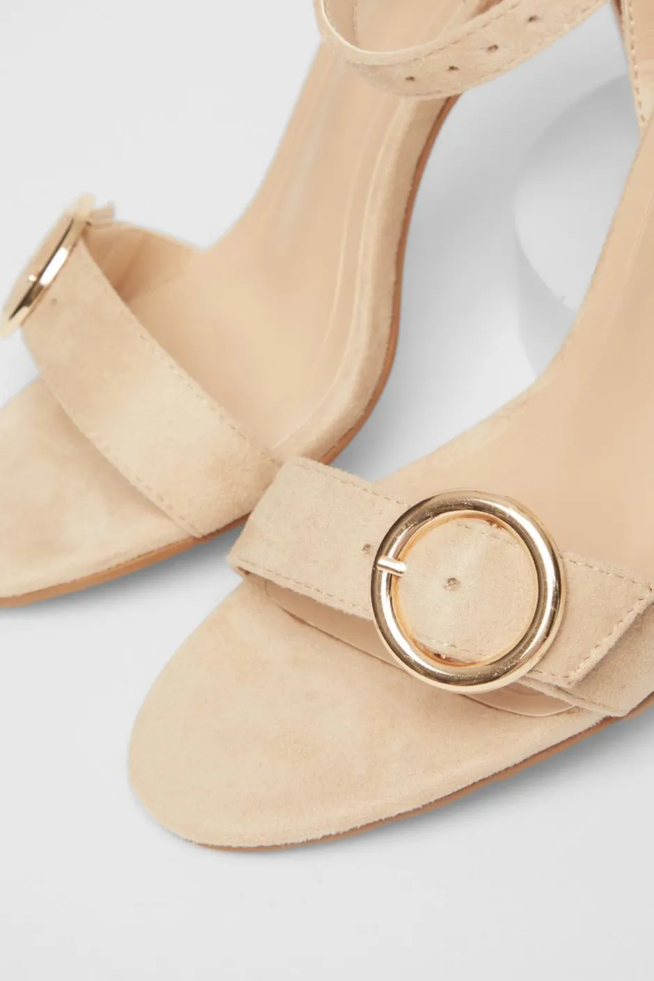Quiz Buckle Front Heels Nude New