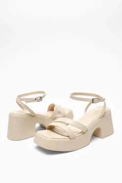 Quiz Nude Chunky Faux Leather Platform Sandals Sale