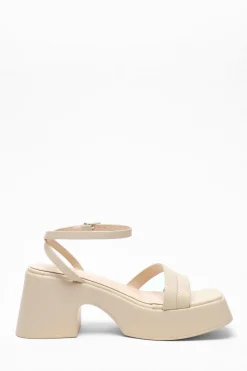 Quiz Nude Chunky Faux Leather Platform Sandals Sale