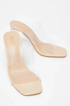 Quiz Nude Clear Strap Mule Heels Discount