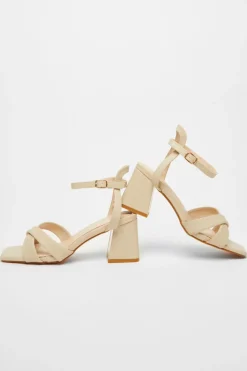 Quiz Nude Cross Strap Heeled Sandal