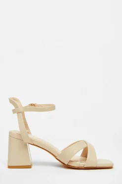 Quiz Nude Cross Strap Heeled Sandal