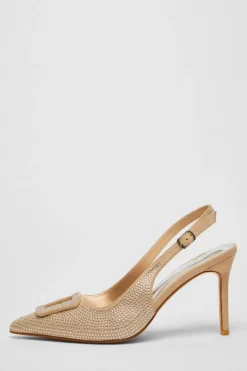 Quiz Nude Diamante Court Sling Back Heel Online