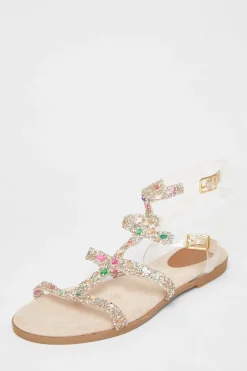 Quiz Nude Diamante Gladiator Sandals New