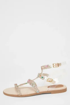 Quiz Nude Diamante Gladiator Sandals New