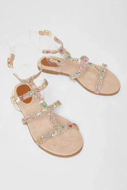 Quiz Nude Diamante Gladiator Sandals New