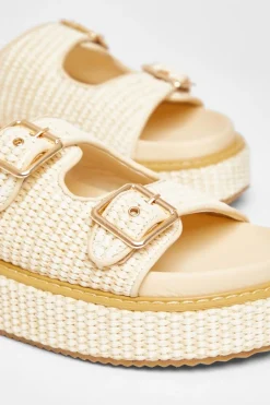 Quiz Double Buckle Flatform Nude Sale