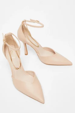 Quiz Nude Faux Leather Court Heels Outlet