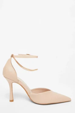 Quiz Nude Faux Leather Court Heels Outlet