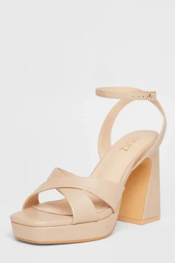 Quiz Faux Leather Platform Heels Nude New