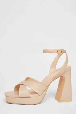 Quiz Faux Leather Platform Heels Nude New