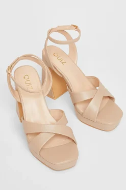 Quiz Faux Leather Platform Heels Nude New
