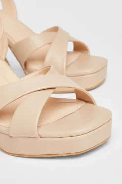 Quiz Faux Leather Platform Heels Nude New
