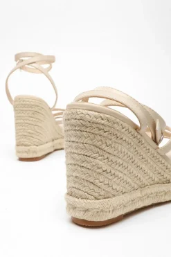 Quiz Faux Leather Strappy Woven Wedges Nude Discount