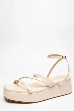 Quiz Faux Leather Strappy Flatform Sandals Nude Sale