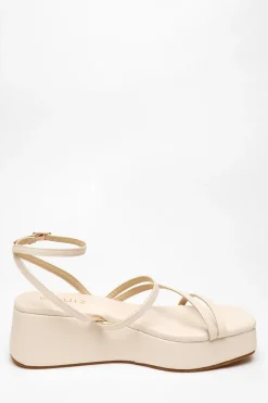 Quiz Faux Leather Strappy Flatform Sandals Nude Sale