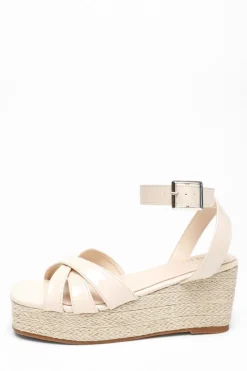 Quiz Faux Leather Strappy Wedges Nude Discount