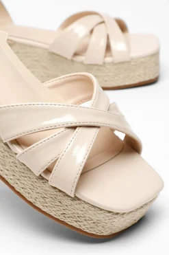 Quiz Faux Leather Strappy Wedges Nude Discount