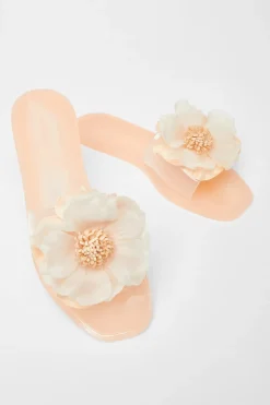 Quiz Floral Jelly Sandals Nude New