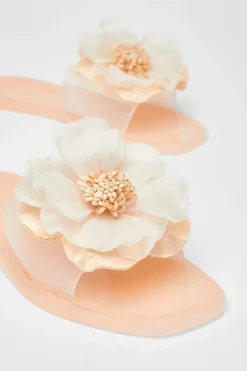 Quiz Floral Jelly Sandals Nude New