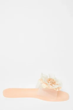 Quiz Floral Jelly Sandals Nude New