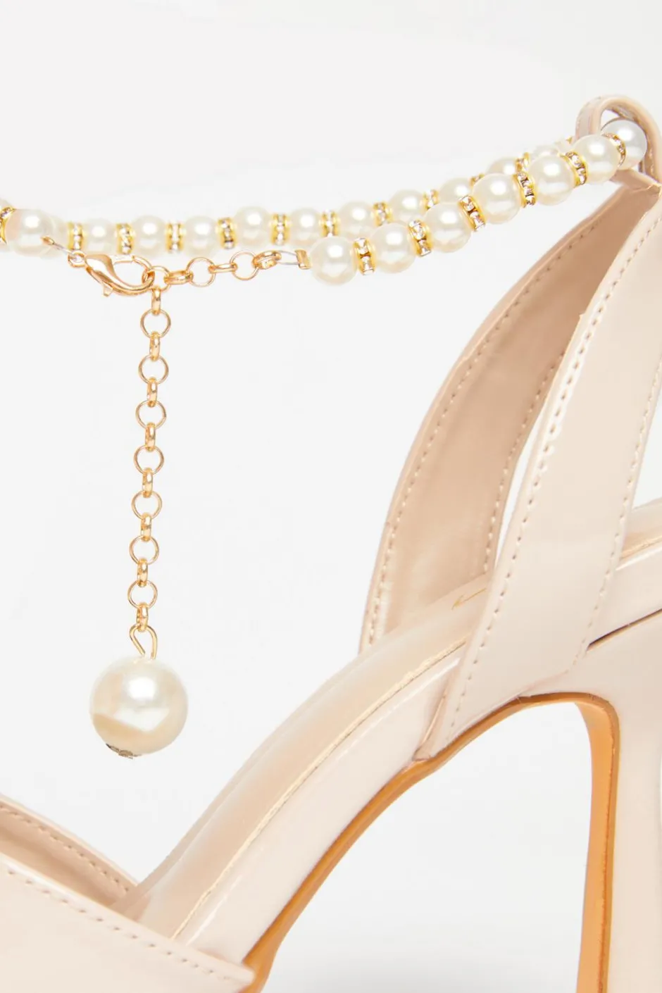 Quiz Pearl Strap Court Heels Nude