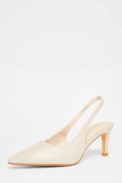 Quiz Slingback Low Court Heels Nude Sale