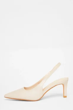 Quiz Slingback Low Court Heels Nude Sale