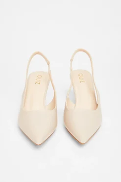 Quiz Slingback Low Court Heels Nude Sale