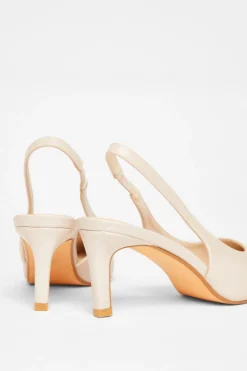 Quiz Slingback Low Court Heels Nude Sale