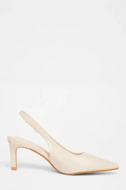Quiz Slingback Low Court Heels Nude Sale