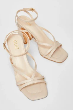 Quiz Strappy High Block Heels Nude Discount