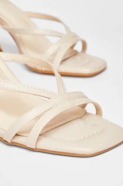 Quiz Strappy High Block Heels Nude Discount