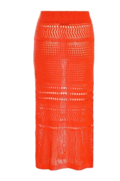 Quiz Crochet Midi Skirt Orange Discount