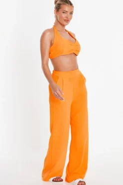 Quiz Orange Halter Neck Crop Top Outlet
